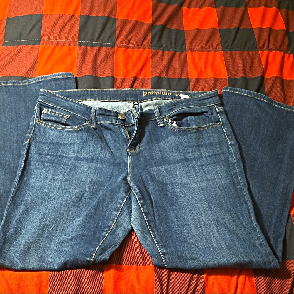 Gap Womens Blue Medium Wash Bootcut Denim Jeans, Mid Rise 5-Pocket Cotton